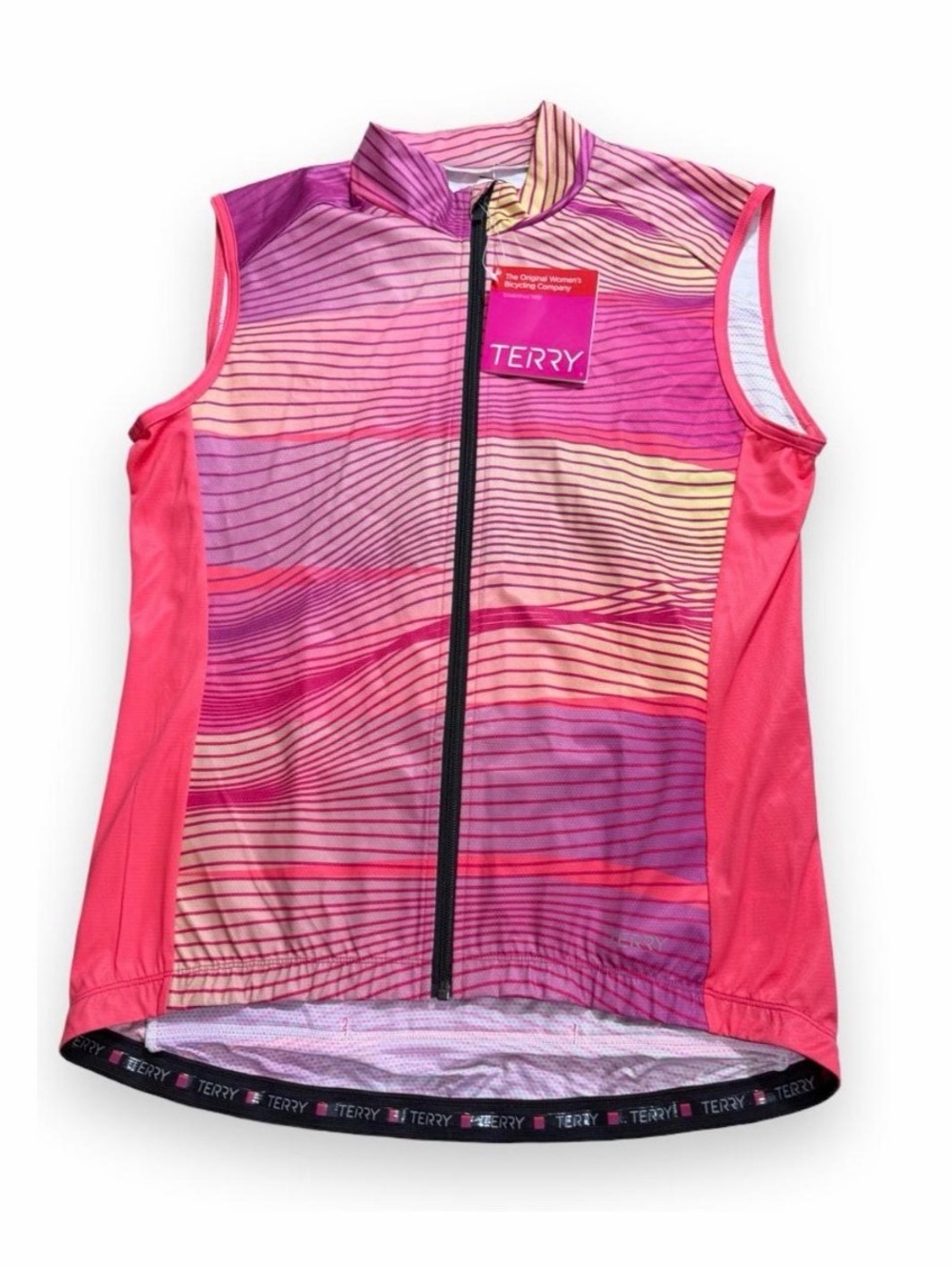 Terry Women’s XXL Cycling Jersey Pink Orange Striped Full Zip NWT
